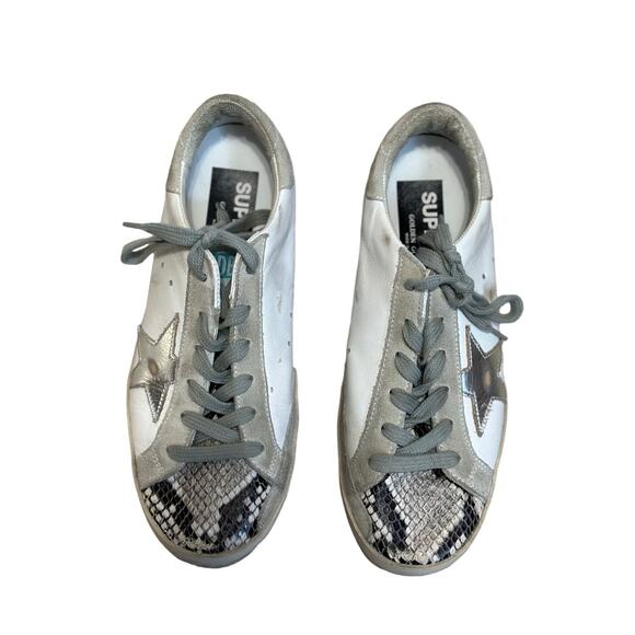 Golden Goose Superstar White Leather & Python Sneaker‎ size 37 - Picture 3 of 6